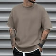 thumbnail image 2 of Fashion Top for Men - Men's Casual Crew Neck T-Shirt Everyday Wear Stylish Two Layer Design Fabric Outfits Relaxed Comfort Pairing with Pants Casual Shirts,Coffee,L, 2 of 4