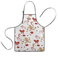 Red Christmas Gingerbread Man Pattern Kids Aprons for Girls and Boys,Adjustable Neck Strap Toddler Aprons for Kids Cooking Baking