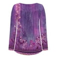 thumbnail image 4 of Qertyioot Hauts Grande Taille pour Femmes, Mode Femmes Été Plissé Imprimé Régulier Femmes Manches Longues Col en V Bouton, 4 of 7