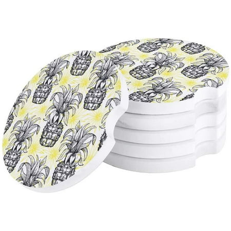 

ZHANZZK Tropical Plant Pineapple Summer Fruits and Flower Set of 4 Car Coaster for Drinks Absorbent Ceramic Stone Coasters Cup Mat with Cork Base for Home Kitchen Room Coffee Table Bar Decor