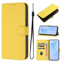 ELEHOLD Wallet Case for Google Pixel 6 Pro, PU Leather Stand Case with 3 Card Holders & Wrist Strap, Shockproof TPU Inner Flip Cover,Lemon