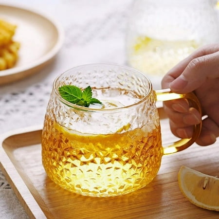 

High Temperature Resistant Glass With A Cup Of Hammer Cup Home Tea Cup Coffee Cup Milk Cup Juice Cup Treatment Cup Yellow Tool G
