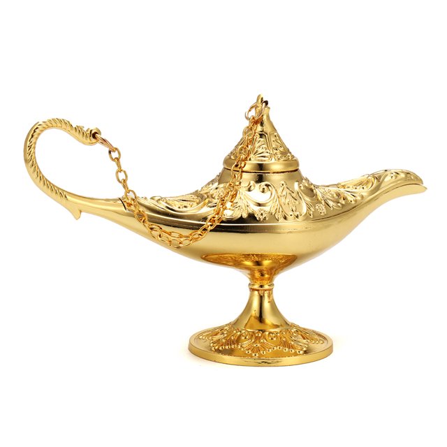 Metal Carved Legend Lamp Aladdin Magic Light Wish Pot Fancy Dress Decor