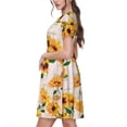 thumbnail image 2 of Easygdp Sunflower 5 para Vestido Transpirable de Mujer, Vestido Suelto de Manga Corta con Pliegues y Bolsillos para el Verano, 2 of 6