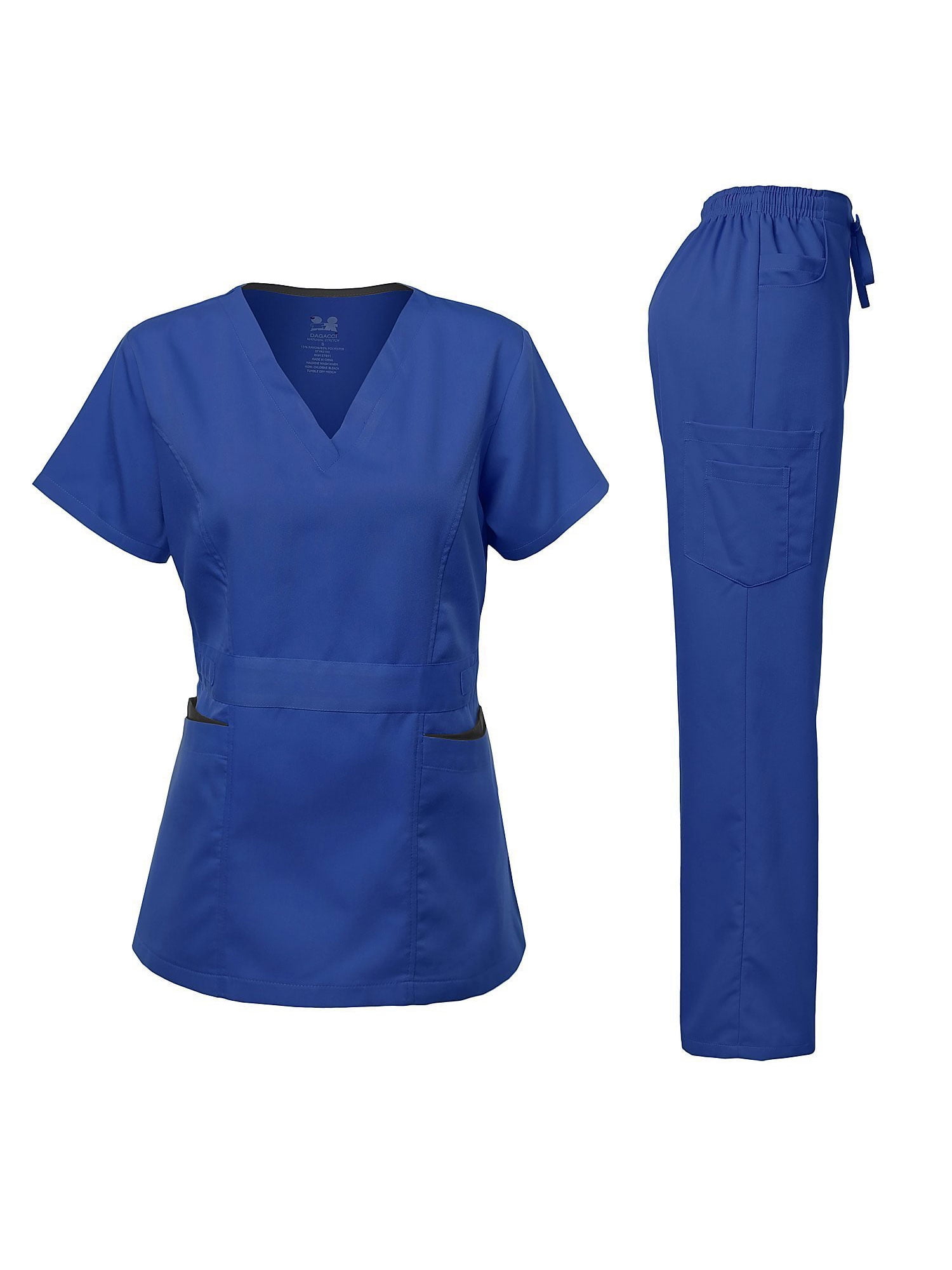 Dagacci Medical Uniform Women's Scrubs Set Stretch Ultra Soft Contrast