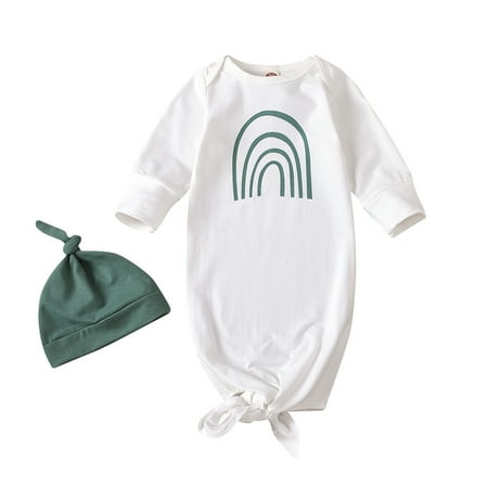 

One opening Breathable Infant Set Baby Girls Boys Sweet Cartoon Rainbow Sleeping Sack + Round Hat Kit
