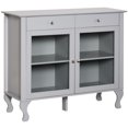 thumbnail image 1 of HOMCOM Buffet de Rangement, Armoire de Cuisine avec Porte Vitrée et 2 Tiroirs, Gris, 1 of 9
