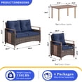 thumbnail image 4 of NestNook 4-Piece Patio Conversation Set with 2 Fixed Chairs, Loveseat, Coffee Table and 4-Inch Cushions for Porch, Deck, Backyard, 4 of 9