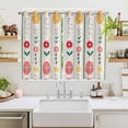 thumbnail image 2 of Spring Easter Kitchen Curtains Window Panels, Green Pink Yellow Eggs Floral Botanical Insulated Window Treatment Curtain, Grommet Curtains for Bedroom/Living Room/Bathroom, 2 Piece 52"Wx63"L, 2 of 8