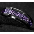 thumbnail image 2 of Wedding Ring Women or Unisex 6mm Black Celtic Tungsten Band w/ Purple Inlay, 2 of 6