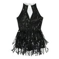 thumbnail image 6 of Aislor Kids Girls' Sequins Latin Jazz Dance Costume Tassel Tuxedo Modern Dance Leotard Jumpsuit Black 10, 6 of 7