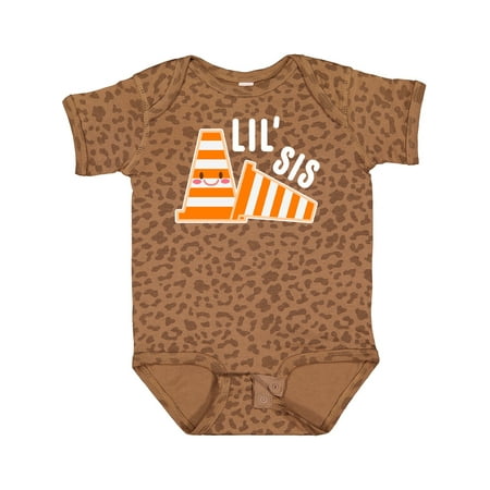 

Inktastic Lil Sis with Construction Cones Gift Baby Girl Bodysuit
