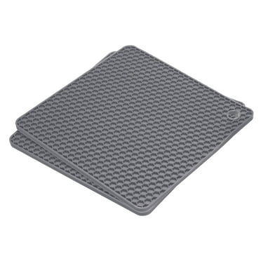 Unique Bargains Silicone Trivet Mats 2pcs, Square Hot Pan Pads Hot Pot Holder for Kitchen Counter Table Deep Gray