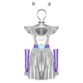 thumbnail image 5 of Aislor Womens Outer Space Alien Dress with Gloves Headband Halloween Space Cadet Rave Outfit Silver M, 5 of 7