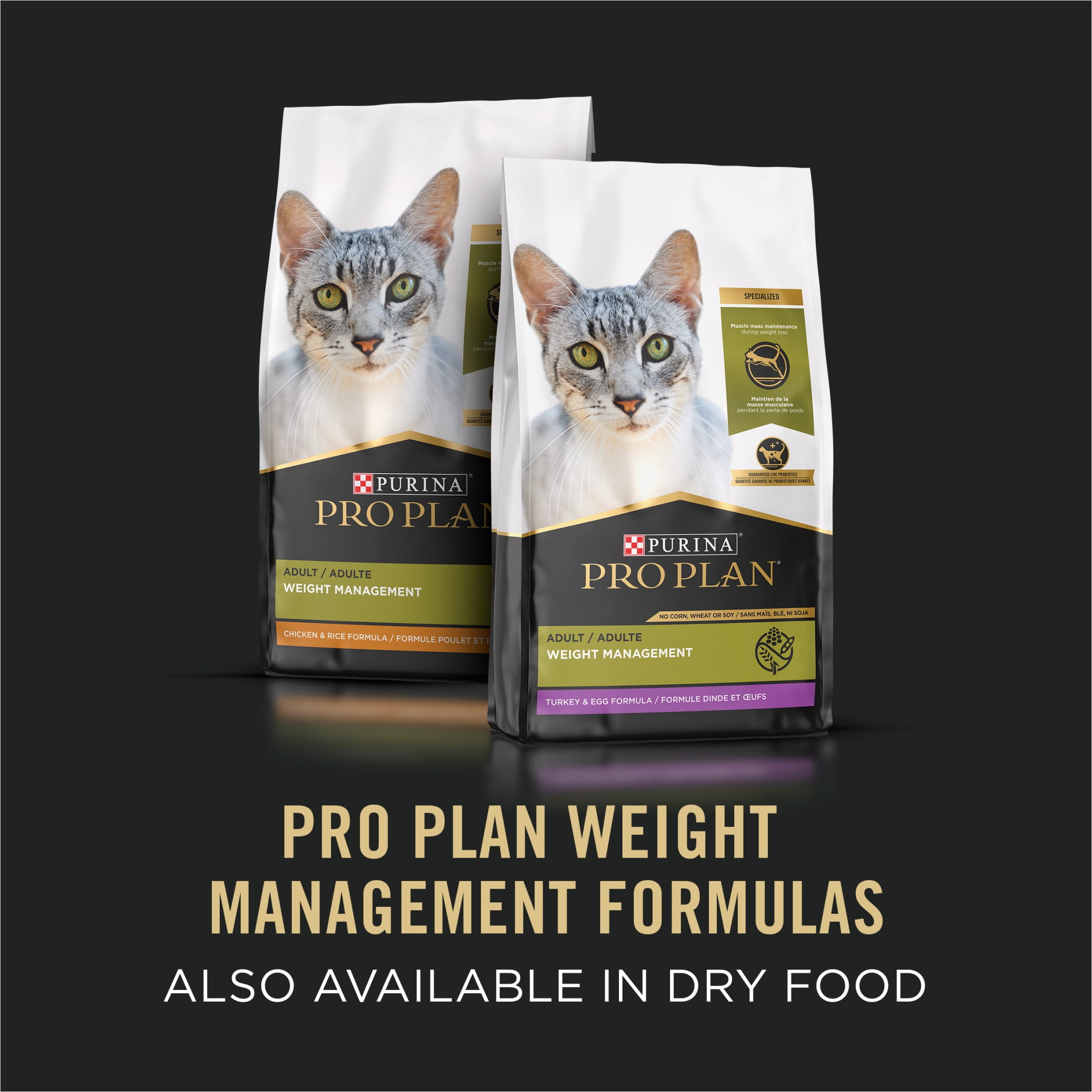 Purina Pro Plan Weight Management, Turkey Rice, Wet Cat Food 3 oz Cans, 24 Pack