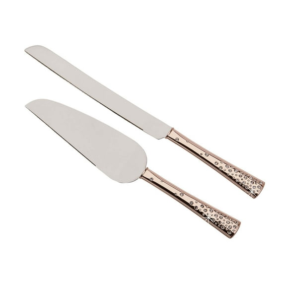 Contemporary Home Living Set of 2 Galaxy Rose Gold Knife and Server Set