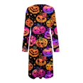 Womens Halloween Dresses 2024 Pumpkin Bats Print Dresses with Pockets