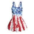 thumbnail image 4 of COEQINE Girls One Piece Swimsuit with Skirt, Scoop Neck & V Back Fashion Swimming Bathing Suit Sleeveless 4th of July Beach Swimwear for Kids Age 3-4, Fashion American Flag Tie-dye, 4 of 8