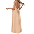 thumbnail image 4 of BOOMNY Women's Backless Cami Dress Spaghetti Strap Cami Lounge House Dresses Flowy Beach Summer Maxi Sundress, 4 of 7