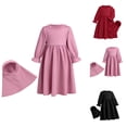 thumbnail image 6 of Girl Outfits Set Elegant Abaya Hijab Long Sleeve Prayer Dress With Scarf Party Wear For Toddler Kid Red 90/(6-18 Months), 6 of 6