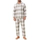 thumbnail image 2 of INSPIRAR CHIC Conjunto de Pijamas de 2 Piezas de Manga Larga con Botones Casual a Cuadros en Color Blanco Beige Talla S, 2 of 5