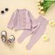 thumbnail image 3 of Gibobby Conjunto de pants para bebés, niñas, niños, suéter de punto con botones sólidos, camiseta y pantalones, ropa cálida de algodón para otoño e invierno(Rosa, 0-3 Meses), 3 of 5