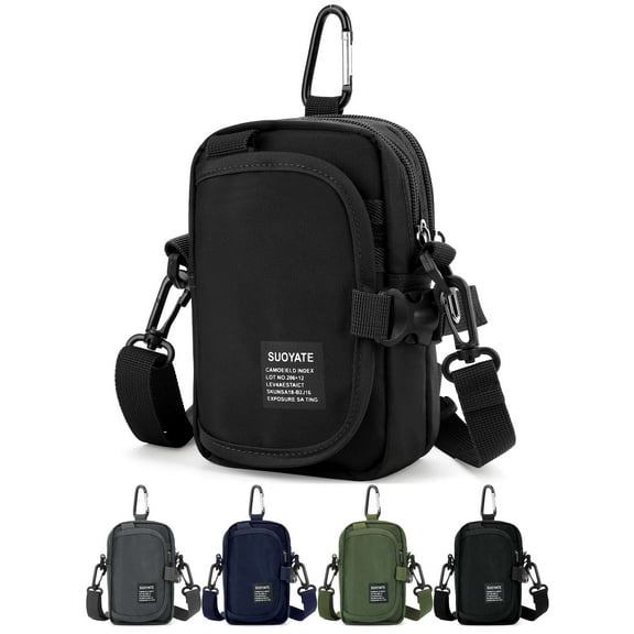 Deago Men's Small Crossbody Bag Mini Messenger Shoulder Bag Sling Travel Bag Purse for Phone Passport (Black)