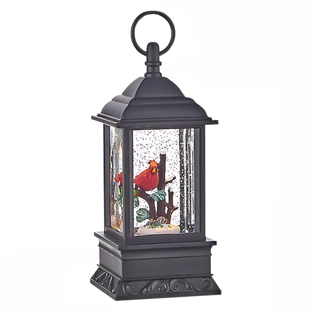 RAZ Imports 00874 - 9.5&quot; Battery Operated Cardinal Water/Glitter Filled Lantern with Timer