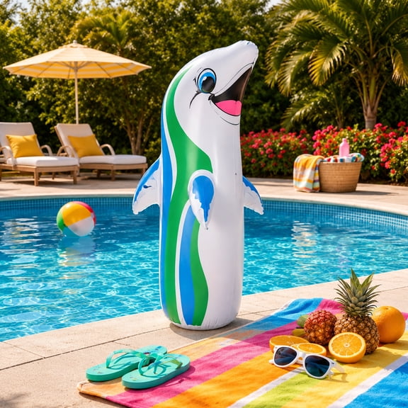 Swim Central Inflatable Dancing Dolphin Poolside Bop Bag - 36"