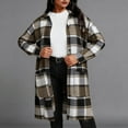 thumbnail image 5 of Hueook Flannel Jacket Women Fashion Women's Casual Pocket Long Sleeve Turndow Collar Ladies Top Blouse Coat Coffee S, 5 of 7