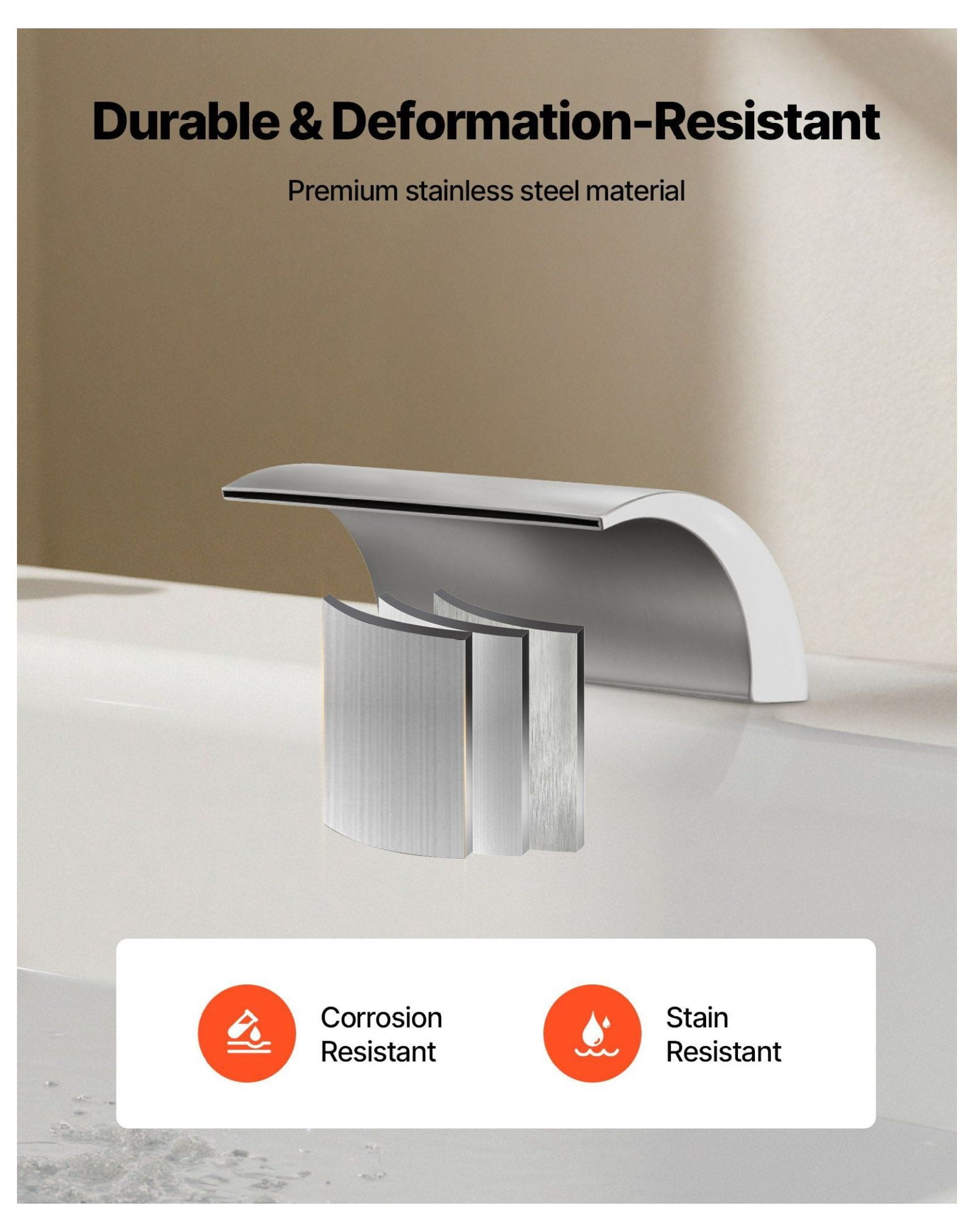 Roman Tub Faucet 3 Hole Waterfall, Bathtub Faucets Set with Handles, Deck Mount Tub Spout, Silver Finish, High Flow Rate, Temperature Control for Adult Bath