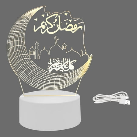 

Ekeka Clearance ! Desktop Moon Ornament Home Decor USB Battery Powered LED Night Light Eid Mubarak