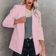 thumbnail image 2 of YUGYXL Long Sleeve Blazer for Women Solid Color Plus Size Suit Jacket Trendy Notched Lapel Shrug Open Front Blazers Fall Outdoor Streetwear Jacket Pink,XL, 2 of 7