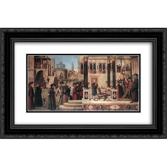 Vittore Carpaccio 2x Matted 24x16 Black Ornate Framed Art Print 'The Miracle of St. Tryphonius'