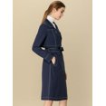 thumbnail image 4 of Abrigo Gabardina Con Cinturón Doble Botonadura Solapa Con Muesca Para Mujeres Azul Marino XS Unique Bargains Abrigo, 4 of 6