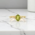 thumbnail image 2 of Green Peridot and Moissanite Engagement Ring 18K White Gold Gift for Her Women's Jewelry, 2 of 5