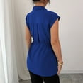 thumbnail image 5 of Stichou Women's 2026 Elegant Sleeveless Shirts Collared Spring Summer Button Down Tie Front Tunic Top Work Peplum Blouse Blue S, 5 of 7