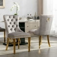thumbnail image 2 of Dining Room Chairs with Velvet Fabric Dining Chairs with Golden Stainless Steel Plating Legs, Backrest and Button Velvet Fabric Design,Luxury Home Furniture for Dining Room(Gray Set of 2), 2 of 11
