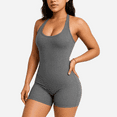 thumbnail image 4 of SOMER Women Bodysuit 2 Piece Crew Neck Halter Neck Body Suit Tummy Control Sleeveless Tops Bodysuits for Women Black+Grey, 4 of 7