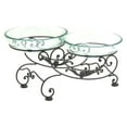 thumbnail image 4 of Decmode Traditional 11 x 23 inch winged scroll iron and glass double bowl server, Black, 4 of 4