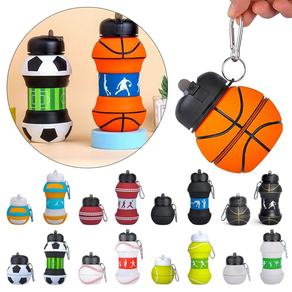 Basketball Water Bottle, 19oz Collapsible Ball Shaped Drinking Cup,  Basketball Gifts For Boys 8-12, …See more Basketball Water Bottle, 19oz