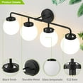 thumbnail image 5 of Vanity Light 4-Light Black Globe Mordern Bathroom Light Fixtures Over Mirror with White Globe Shade, 5 of 7
