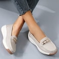 thumbnail image 2 of Orthopedic Loafers for Women Business Casual Platform Chunky Shoes Comfort Slip on Work Wedge Mid Heels, 2 of 8