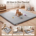 thumbnail image 7 of Baby Play Mat, Caveen Vegan Leather Baby Floor Mat Playpen Mat, Thicken Soft Crawling Mat for Infant, Wipe-Clean, 50"x 50", Gray, 7 of 7