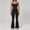 Black, variant on PISONIC Workout Sets for Women, 2 Piece Seamless Spaghetti Straps Crop Top Matching High Waist Flare Leggings Gym Yoga Outfits