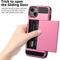 thumbnail image 3 of Case Compatible with iPhone 15 with Card Holder, Dual Layer Shockproof Wallet Phone Case Hidden Card Slot Sliding Protective Hard Shell Back Cover Slim Case for iPhone 15, 6.1 Inch Pink, 3 of 14