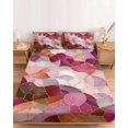 thumbnail image 2 of King Size Fitted Sheet Set - Pink Purple Geometric 3 Piece Bedding Sets 16" Deep Pocket Fitted Sheet with 2 Pillowcases, Farmhouse Stained Glass Abstract Art Brushed Microfiber Hotel Bed Sheets, 2 of 9