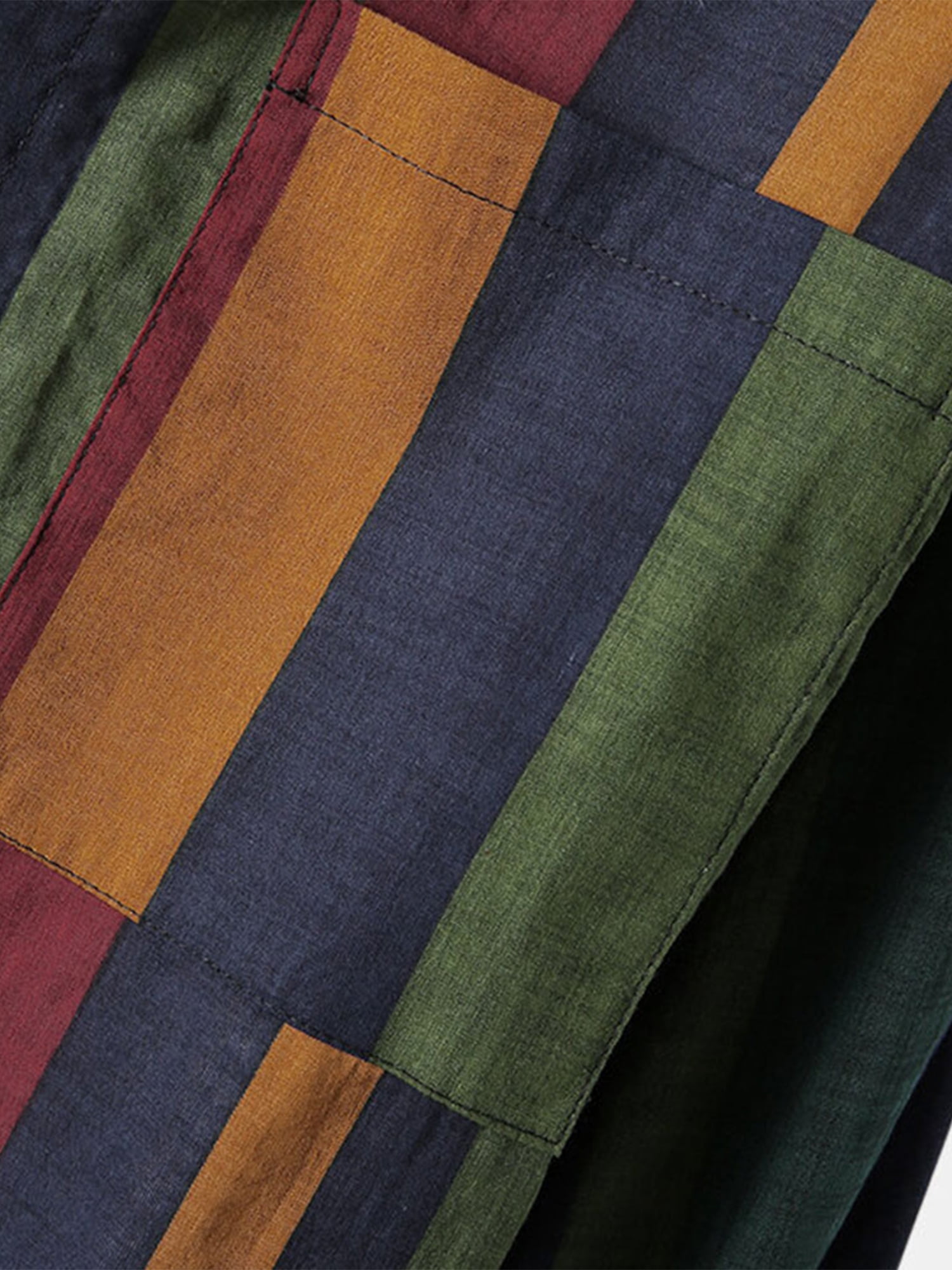 Cexiakong Hommes Faux Deux Pièces Rayé Revers À Manches Longues Chemise