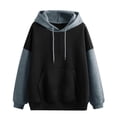 thumbnail image 2 of Womens Hooded Sweatshirts Color Block Crew Neck Hoodies Casual Long Sleeve Pullover Tops Trendy 2025 with Pocket, 2 of 4