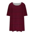 thumbnail image 6 of Olyvenn Womens Plus Size Tops Basic Summer Shirts Short Sleeve Crew Neck Tunic Casual Loose Fits Striped Graphic Beach Tees Red XXXL, 6 of 6